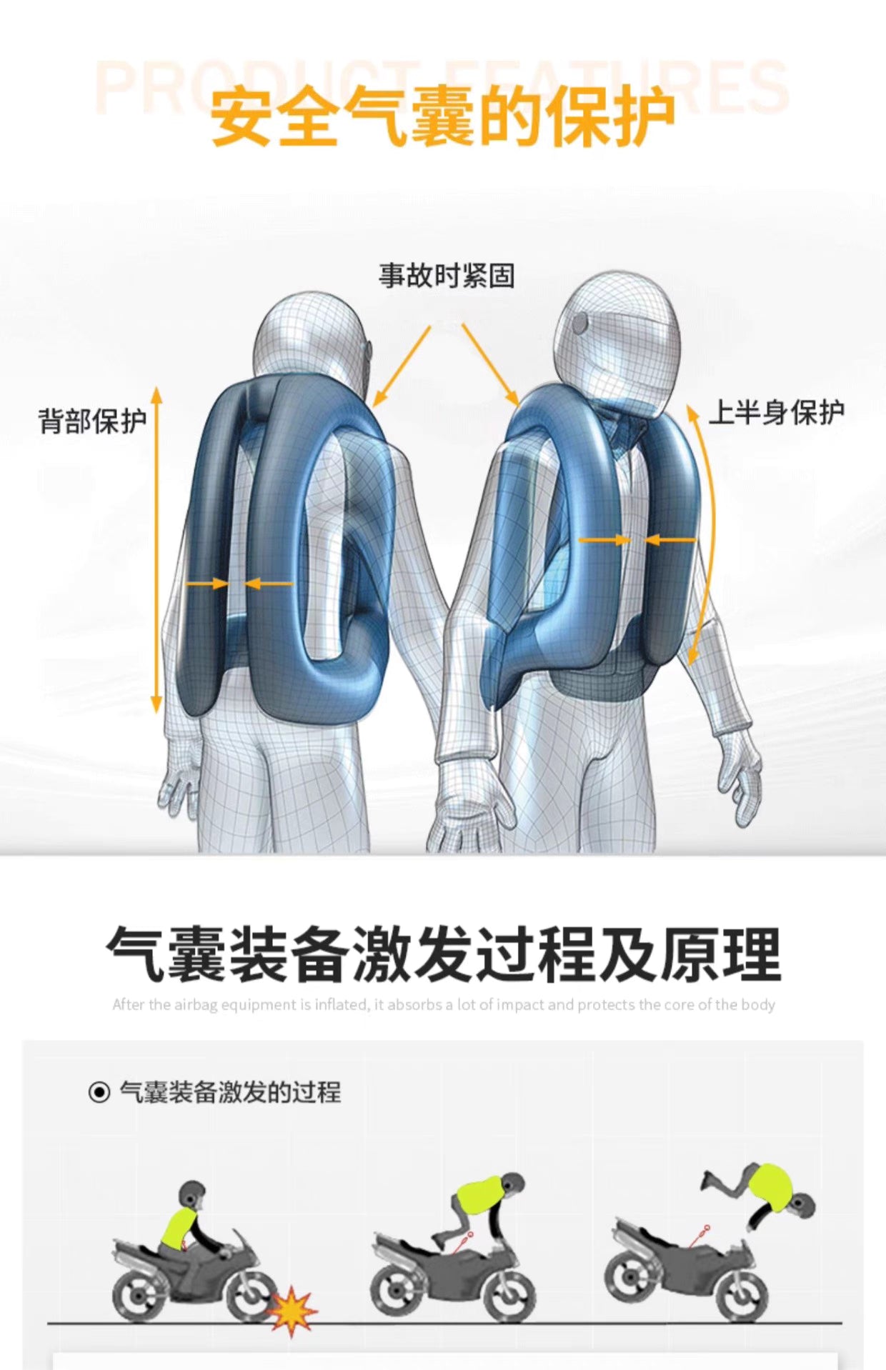 HUANQIU Motorcycle Airbag Vest – 2XL Unisex Touring Safety Gear (Used Once)