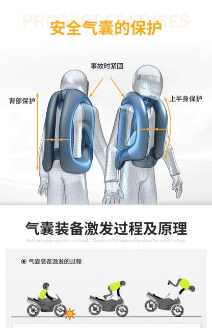 HUANQIU Motorcycle Airbag Vest – 2XL Unisex Touring Safety Gear (Used Once)