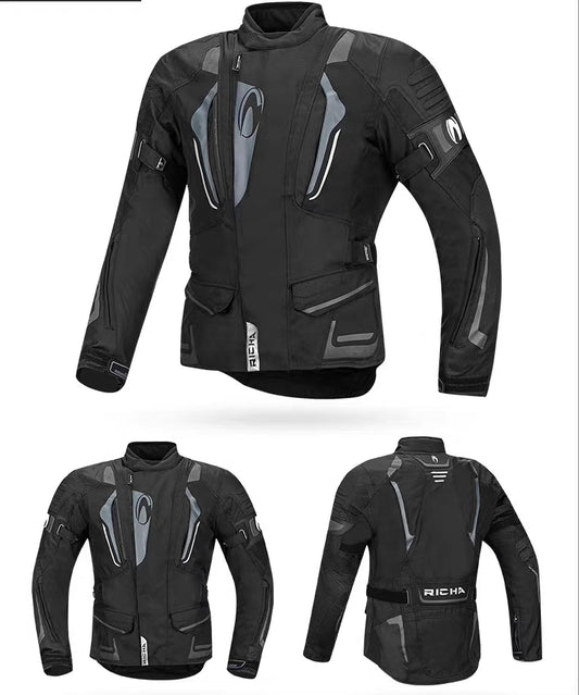 RICHA Motorcycle Riding Suit – 147 Black/Grey Waterproof Thermal Jacket + Pants (Size XL, Brand New)